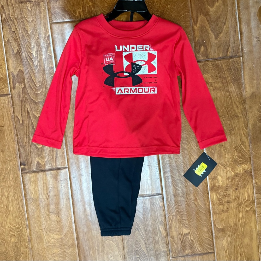 NWT size 24 under armour red and black athletic set